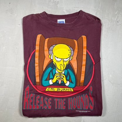 1999 Simpson Mr Burns Release The Hounds Purple Tee Size XL USED v14345