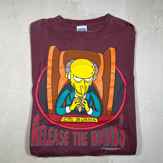 1999 Simpson Mr Burns Release The Hounds Purple Tee Size XL USED v14345
