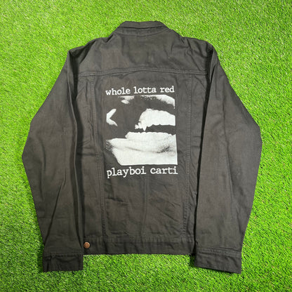 Playboi carti whole lotta red denim jacket black Size XL USED x9956