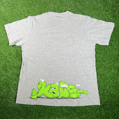 Kaws Uniqlo Double X Grey Tee Size Large USED x15683