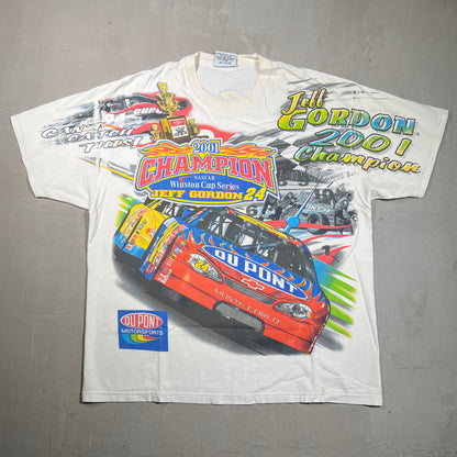 Nascar 2001 Champions Jeff Gordon All Over Print Racing Tee Size Large USED v8632