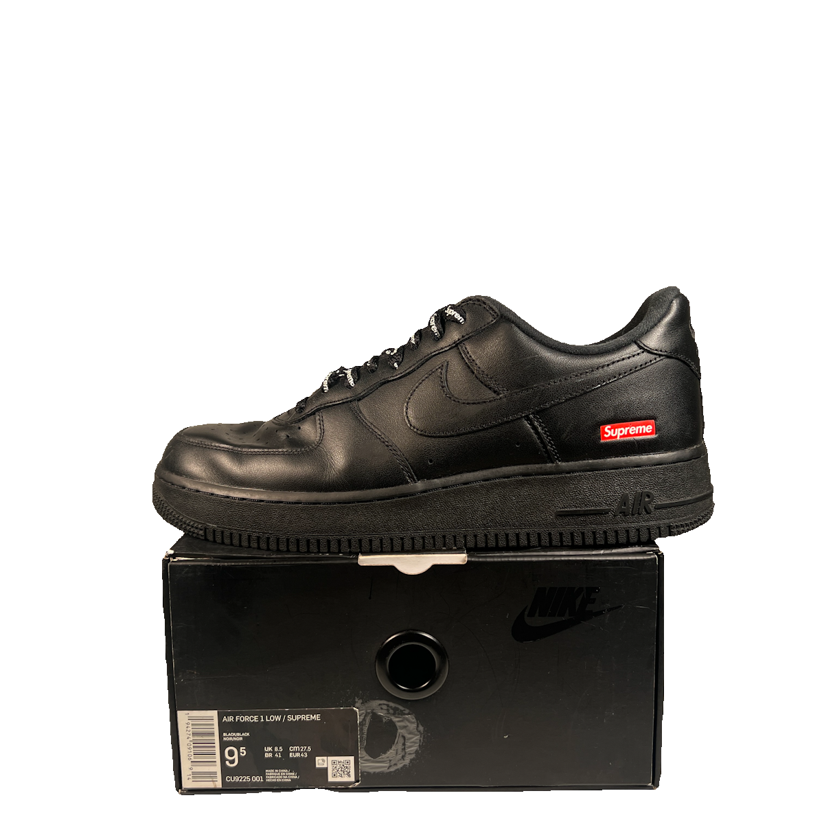 Nike Air Force 1 Supreme Black (2020) Size 9.5 USED s23119