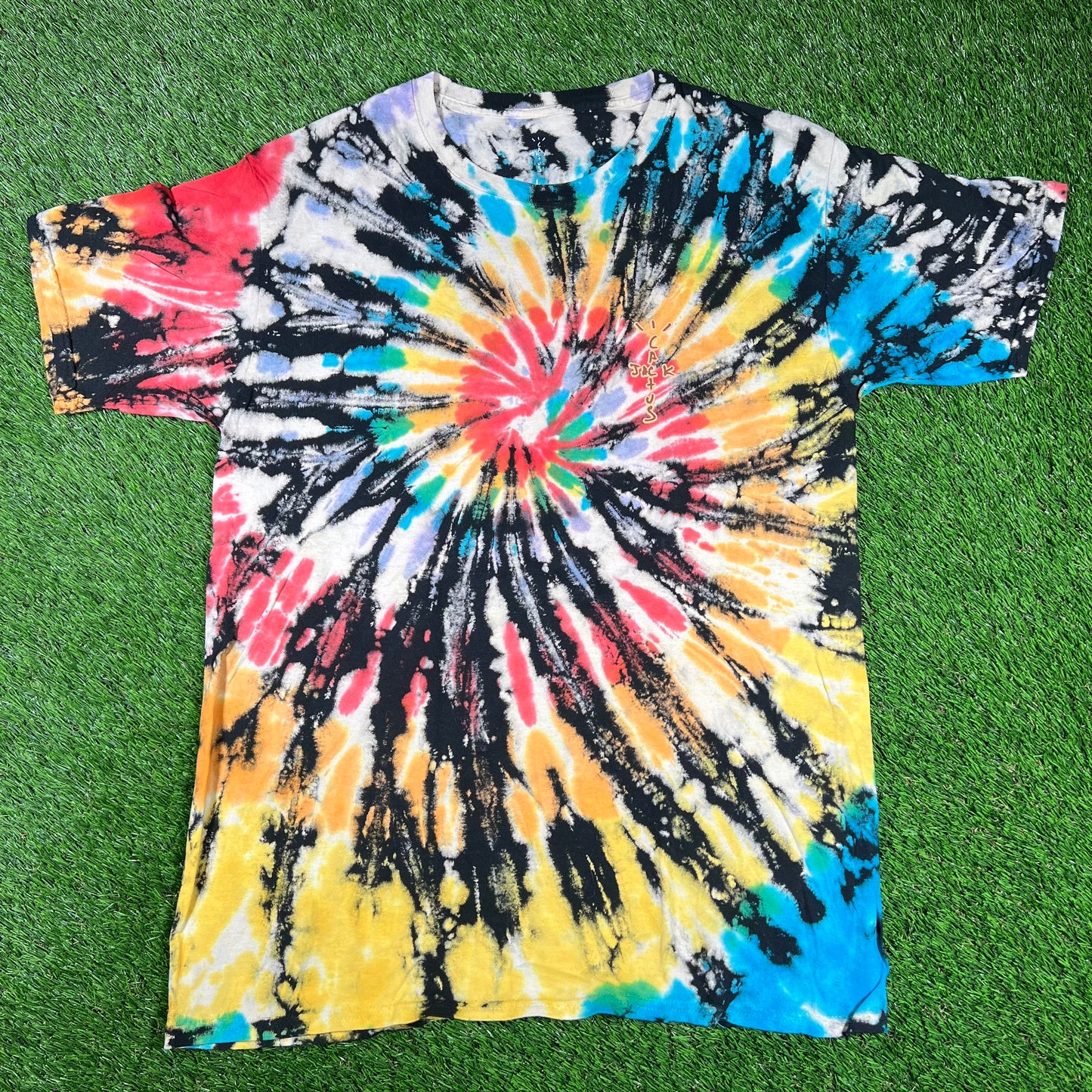 Travis Scott Cactus Jack "Highest in the Room" Tie Dye Tee Size Large USED x14499