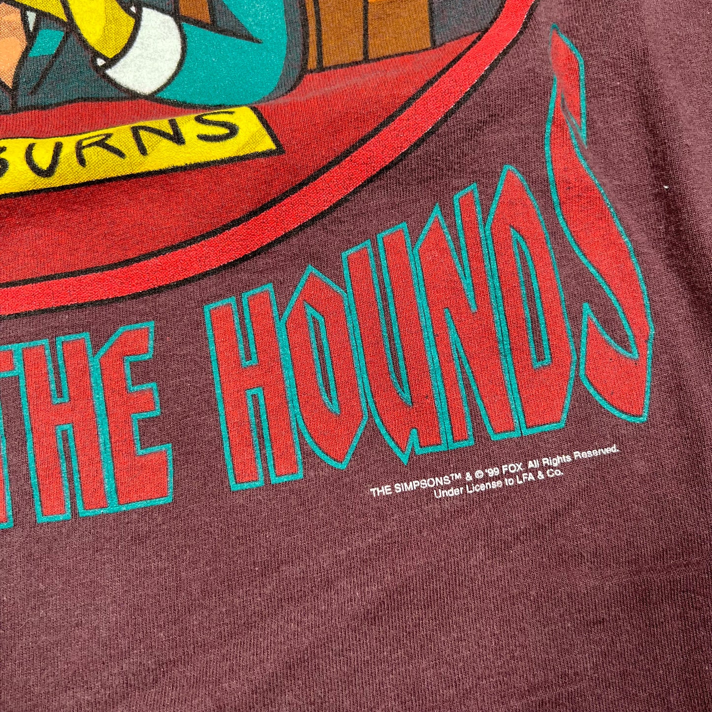 1999 Simpson Mr Burns Release The Hounds Purple Tee Size XL USED v14345