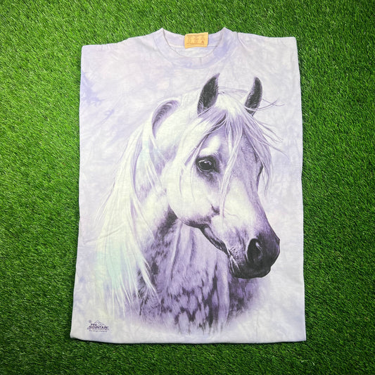 2001 The Mountain Big Head Horse Purple Tie Dye Tee Size XL USED v18702