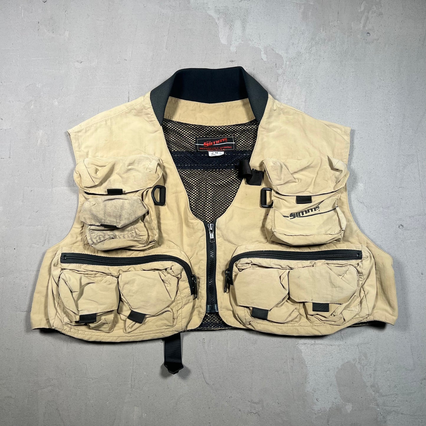 1990s Simms Fly Fishing Tan Cropped Vest Size Medium USED v19165