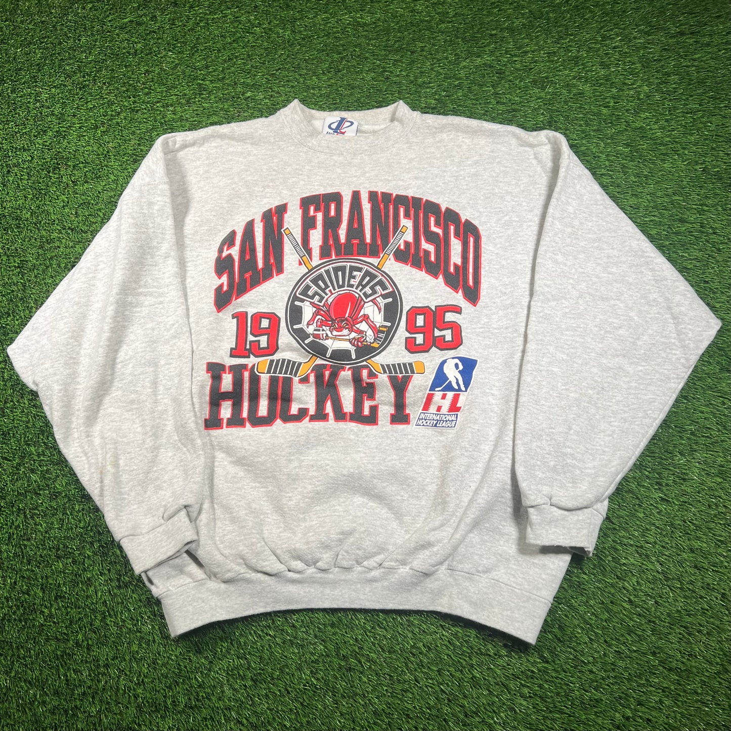 1995 San Francisco Spiders NHL Hockey Grey Crewneck Size XL USED v18259