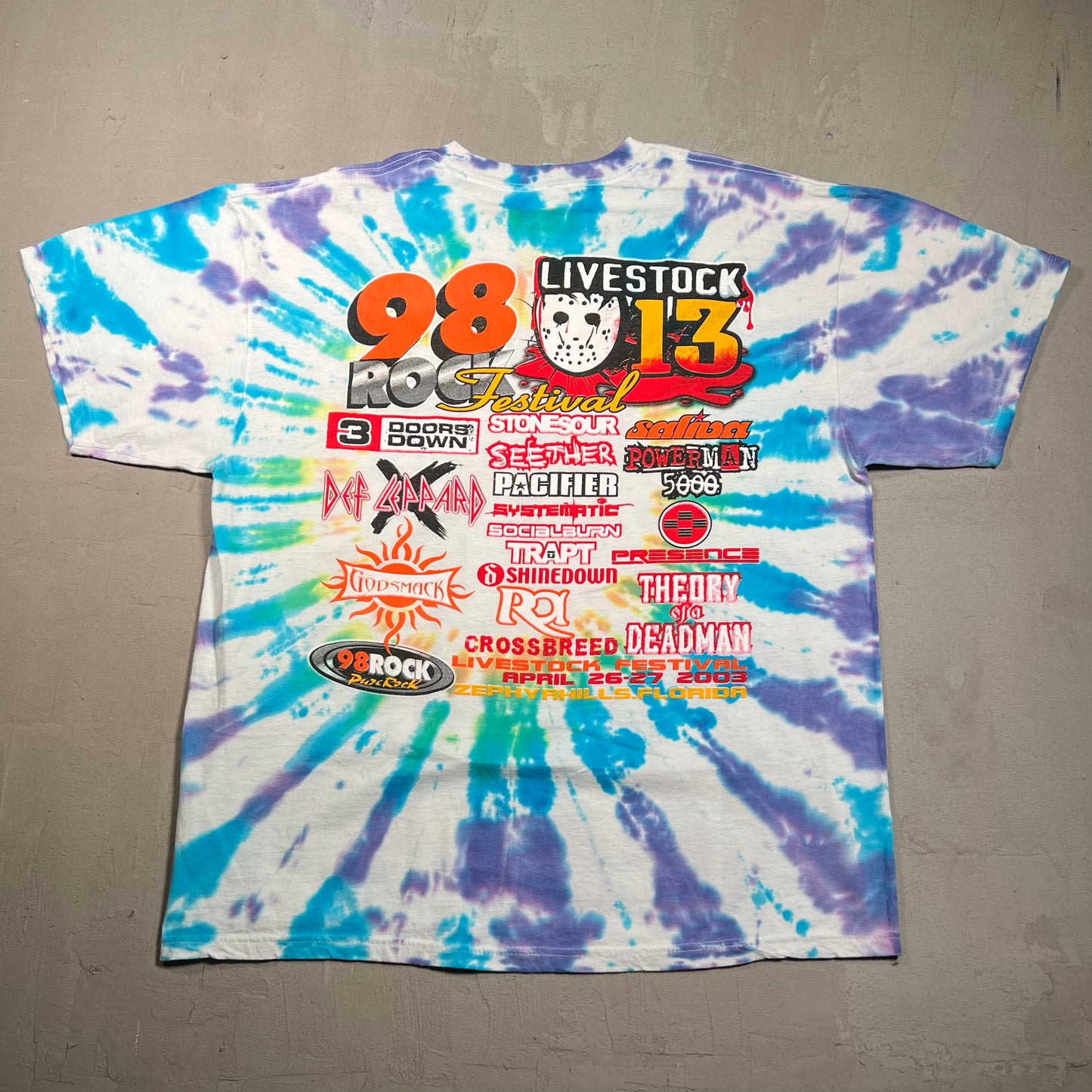 2003 98Rock Festival Tee Tie Dye Size XL USED v19440