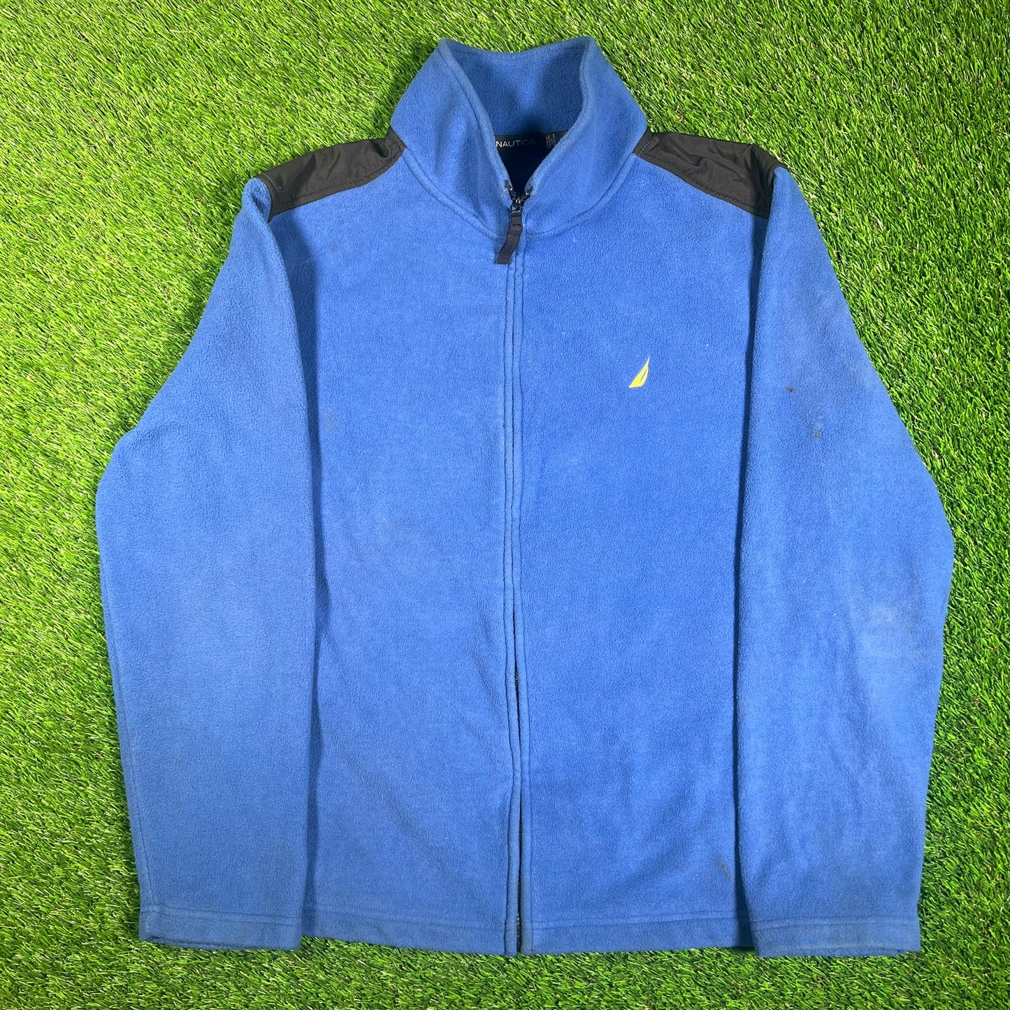 Y2K Nautica Blue Full Zip Fleece Size Medium USED v17987