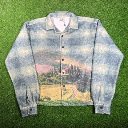 Vale Hillside Sunrise Sherpa Fleece Button Up Size XL NEW x15936