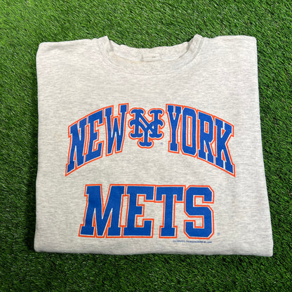 1998 New York Mets Grey Crewneck Size Medium USED v17576