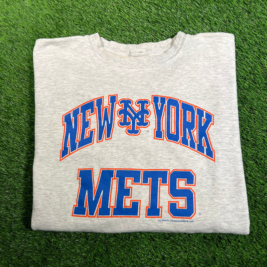 1998 New York Mets Grey Crewneck Size Medium USED v17576