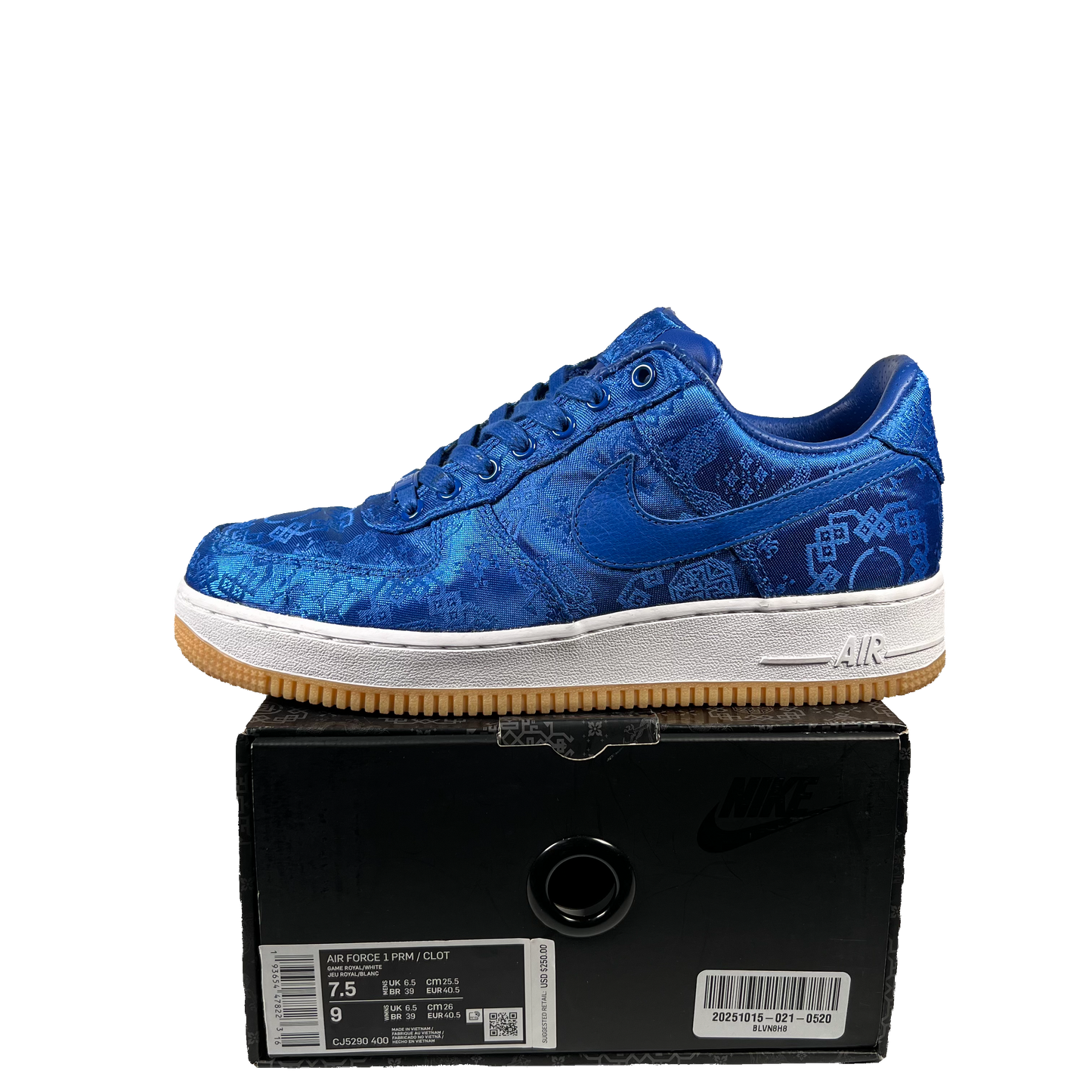 Nike Air Force 1 CLOT Blue Silk (2019) Size 7.5 USED s19190