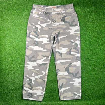 Stussy Bigol White Camo Denim Jeans Size 34 USED x16759