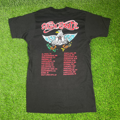 1993 Aerosmith Aero Force One Tour Black Tee Size Large USED v16633