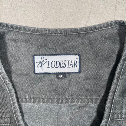 1990s LodeStar Washed Black Fishing Vest Size 4XL USED v19415