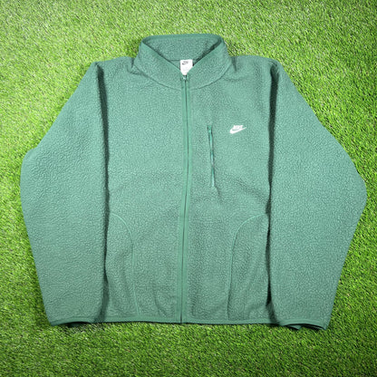 Nike Deep Fleece Green Zip Up Fleece Size XL NEW v17461