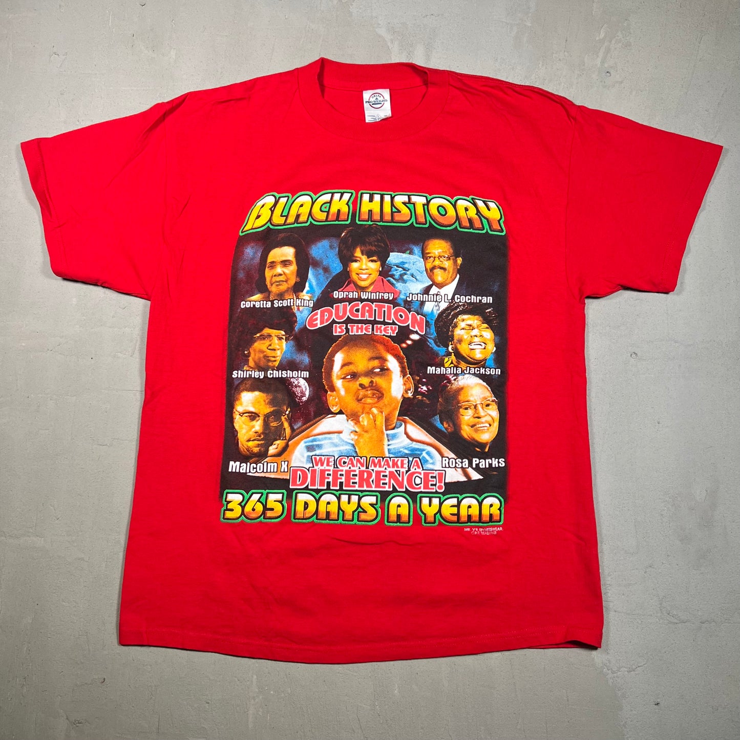 Y2K Black History 365 Days Red Tee Size Large USED v19159
