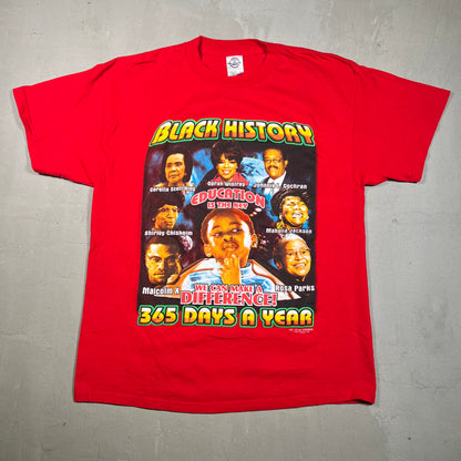 Y2K Black History 365 Days Red Tee Size Large USED v19159