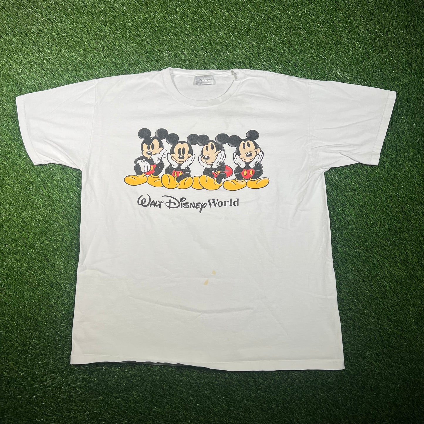 1990s Walt Disney World Four Micky Mouse White Tee Size XL USED v17726