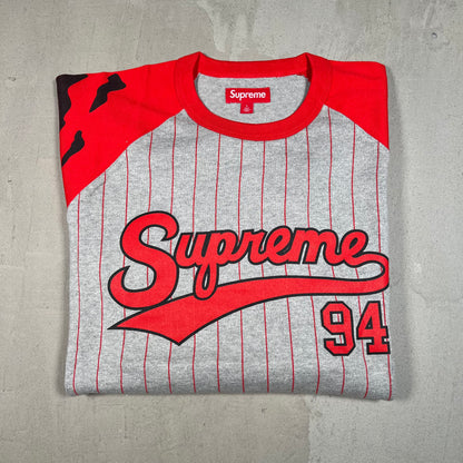 Supreme Tiger Raglan Grey/Red Baseball Jersey Longsleeve Size Large NEW x17428