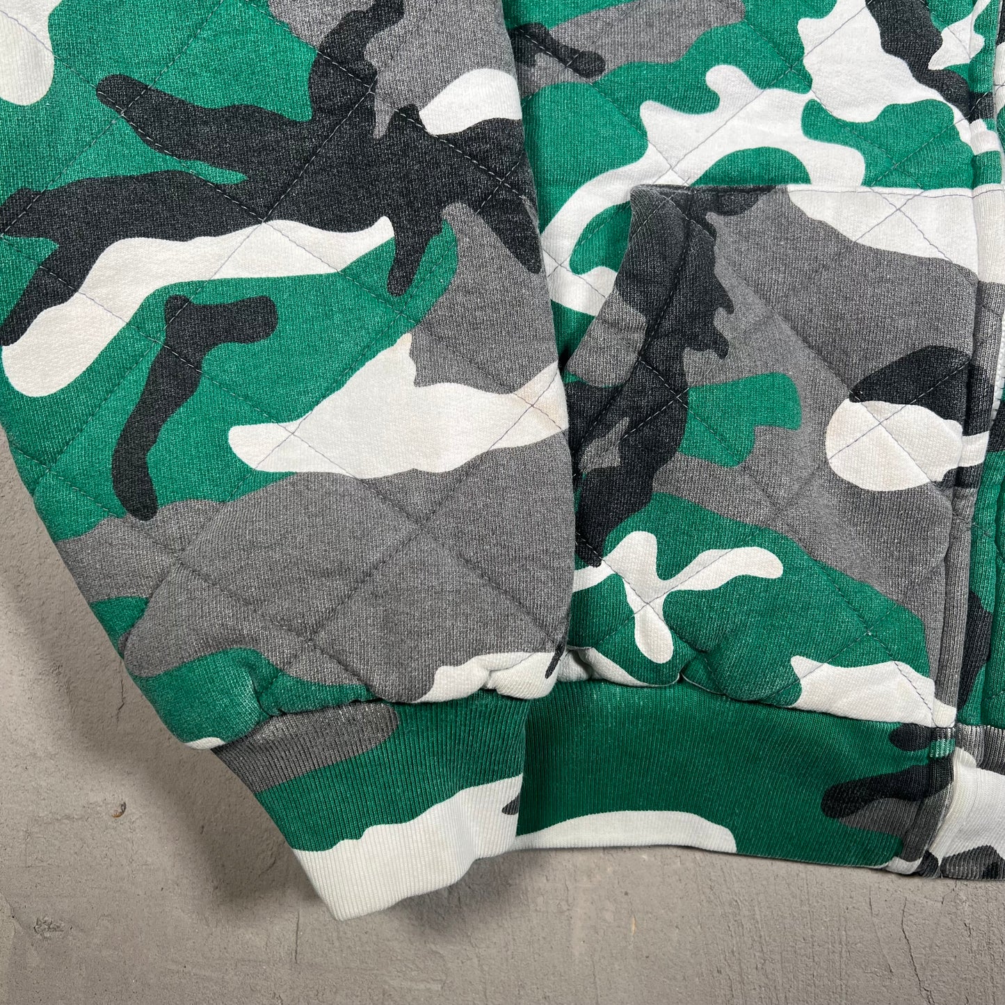 Supreme Quilted Zip Up Hoodie Green Camo (2025) Size Small USED x17103
