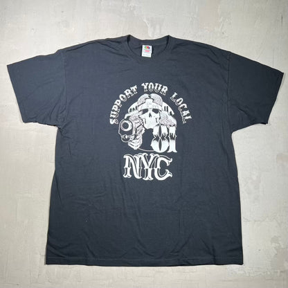 Y2K New York City Support Your Local 81 Black Tee Size XXL USED v20138