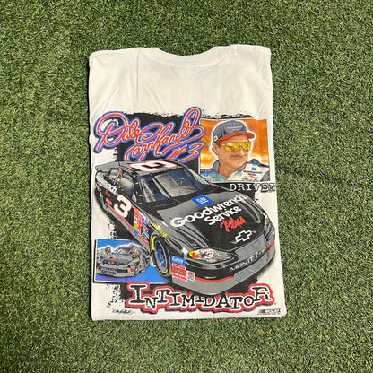 1990s Dale Earnhardt The Intimidator The Champ The Man White Tee Size Large USED v16267
