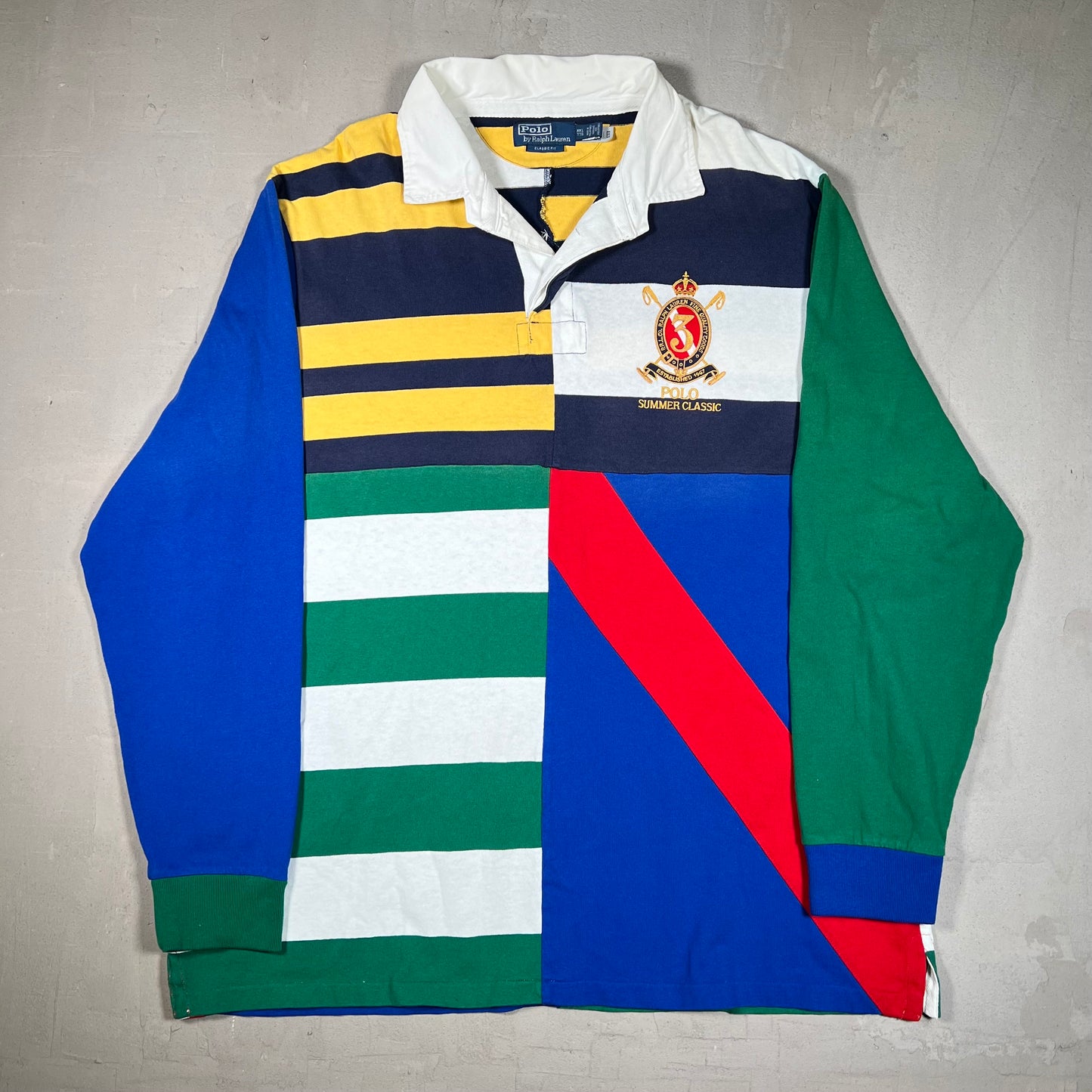 Y2K Polo Ralph Lauren Summer Classic Multi Color Rugby Size XXL USED v19060