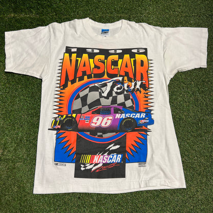 1996 Nascar Tour White Tee Size Large USED v16302