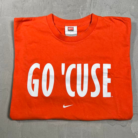 1990s Nike Silver Tag Syracuse "Go Cuse" Orange Tee Size Large USED v20075