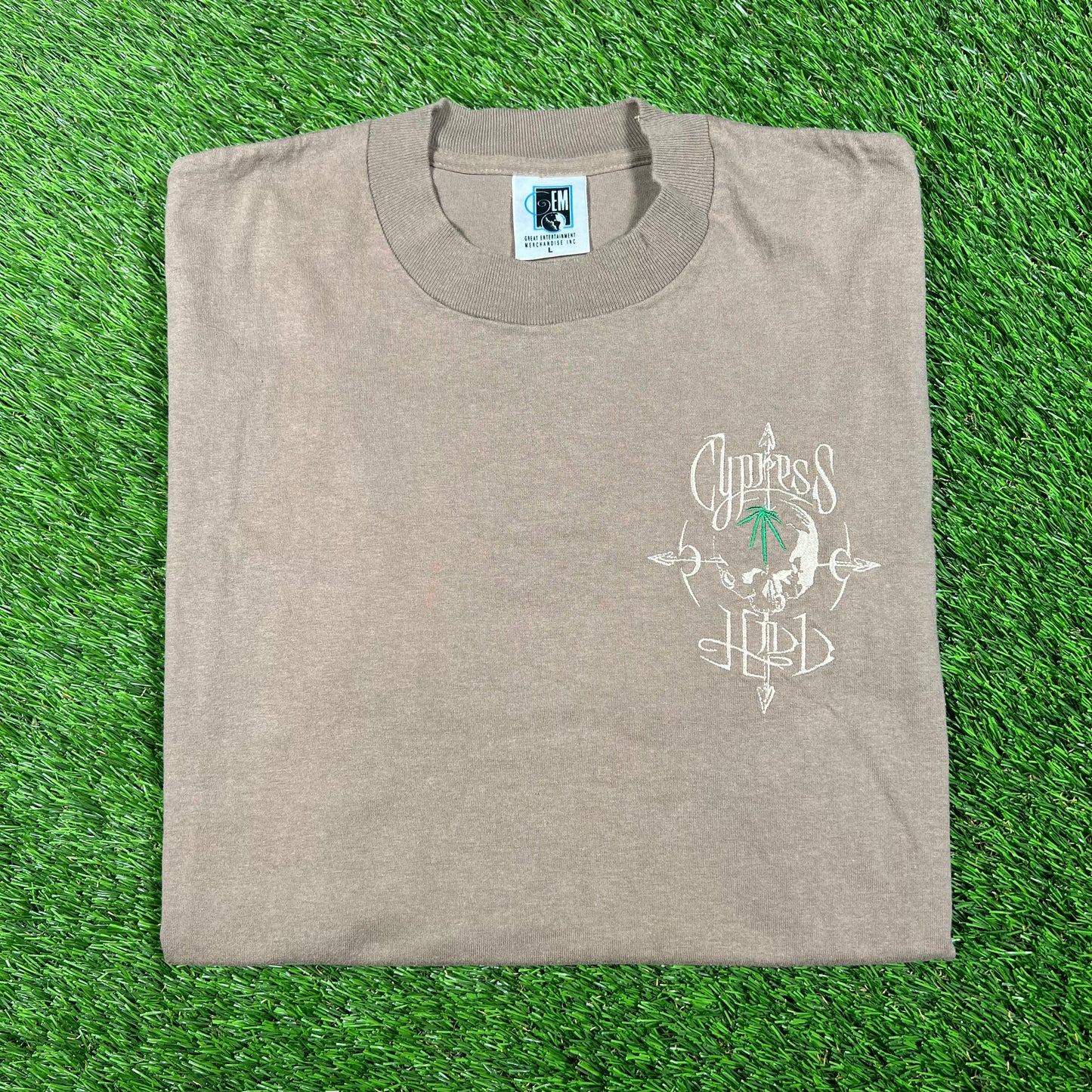 1990s Cypress Hill Embroidered Brown Tee Size Large USED x18111