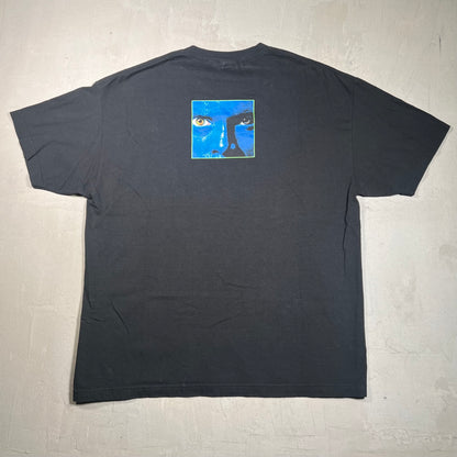 Y2K Blue Man Group Big Face Back Black Tee Size XXL USED v16699