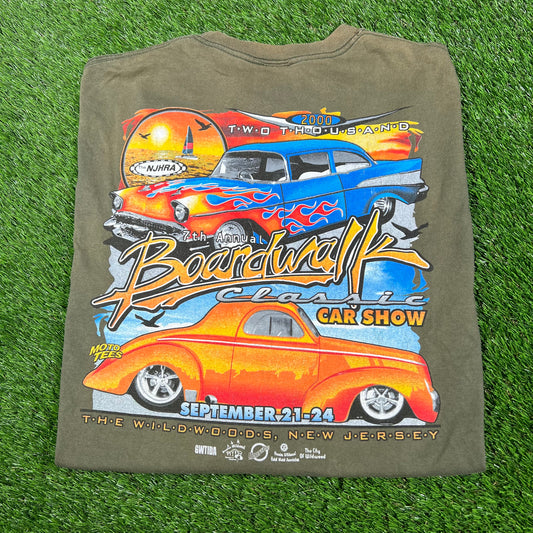 2000 Boardwalk Classic Car Show Olive Longsleeve Size XL USED v17001