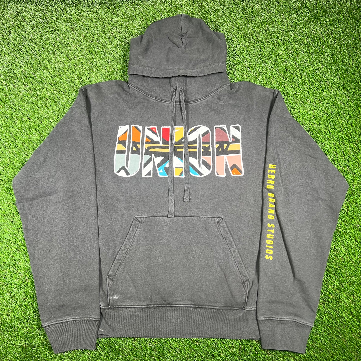 Union LA Hebru Brand Studios Washed Black Hoodie Size XL NEW x14521