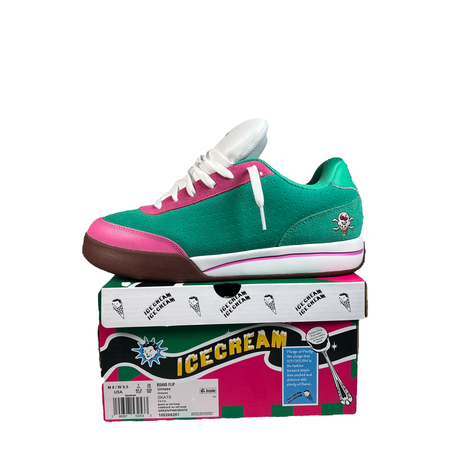 Reebok Board Flip BBC Ice Cream Green Pink (2025) Size 8 USED s21855