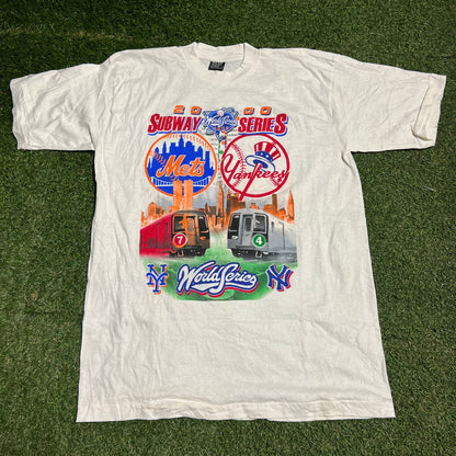 2000 Subway Series White Tee Size Large USED v16309