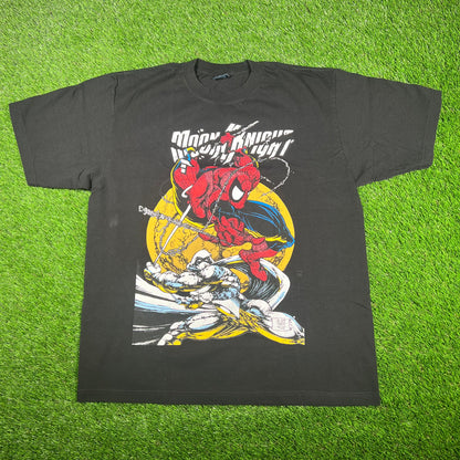 Mask and Disguise M.A.D. Marvel "Spiderman vs. Moon Knight" Black Tee Size XL USED v17083