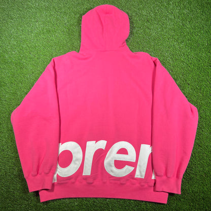Supreme Big Logo Magenta Full Zip Hoodie Size XL USED x14865
