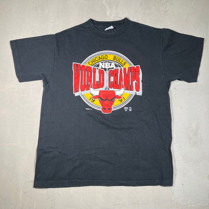 1991 Chicago Bulls "World Champs" Black Tee Size XL USED v19073
