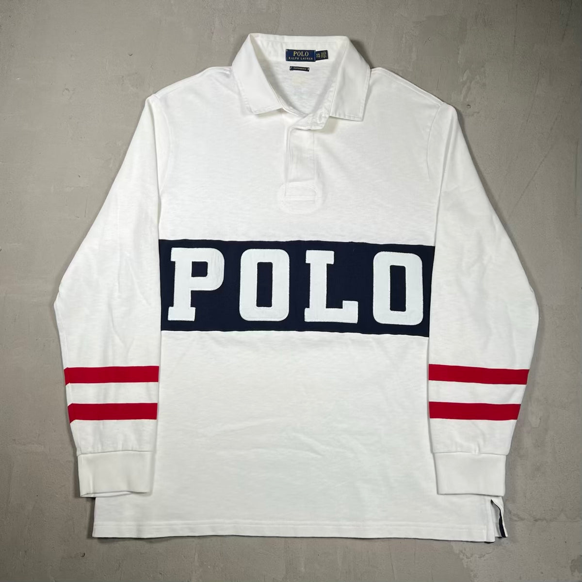 Y2K Polo Ralph Lauren US Open White Longsleeve Size XXL USED v20216