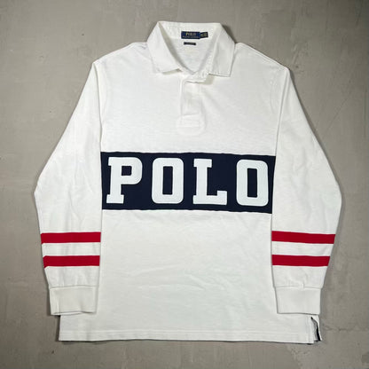 Y2K Polo Ralph Lauren US Open White Longsleeve Size XXL USED v20216