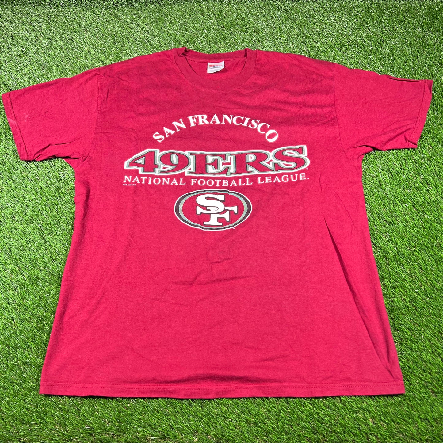 1996 San Francisco 49ers Maroon Logo Tee Size XL USED v16820