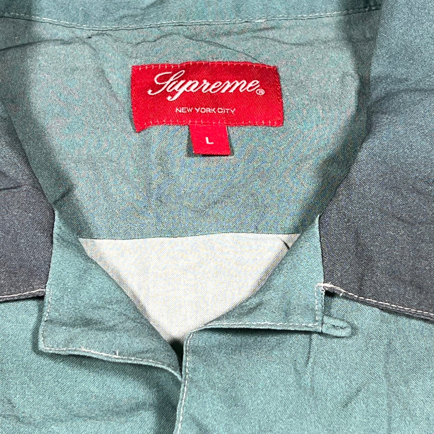 Supreme Fuck Rayon Candle 2021 Button Up Blue Shirt Size Large USED x14353