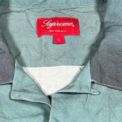 Supreme Fuck Rayon Candle 2021 Button Up Blue Shirt Size Large USED x14353