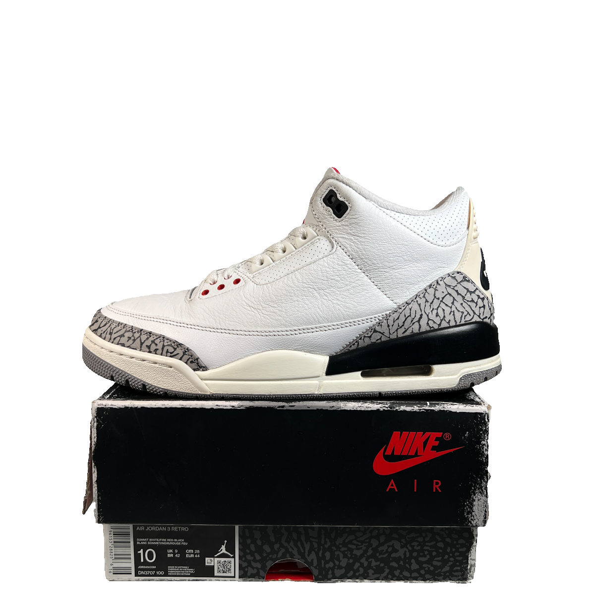 Jordan 3 White Cement Reimagined (2023) Size 10 USED s23100