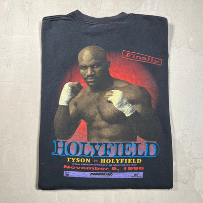1996 "Tyson Vs HollyField" Black Tee Size Medium USED v19521
