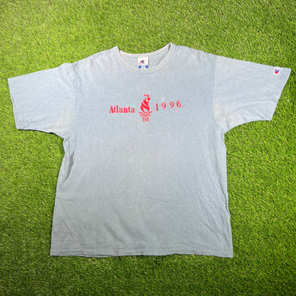 1996 Atlanta Olympic Blue Champion Tee Size Large USED v17101