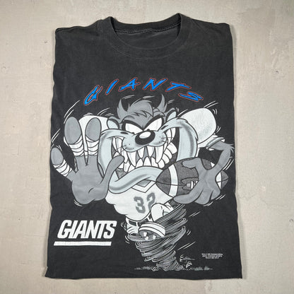 1994 Giants Taz Football Rush Washed Black Tee Size XL USED v19247