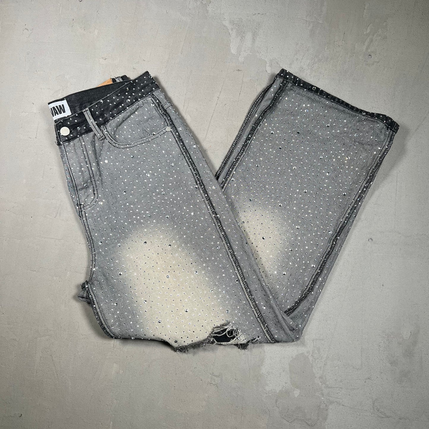 Evaw Rhinestone Grey Denim Jeans Size 30 USED x17388